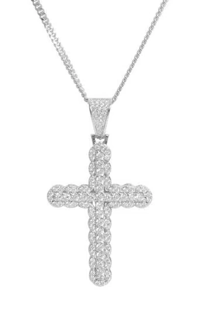 Savvy Cie Jewels Pavé Cubic Zirconia Cross Pendant Necklace In Metallic