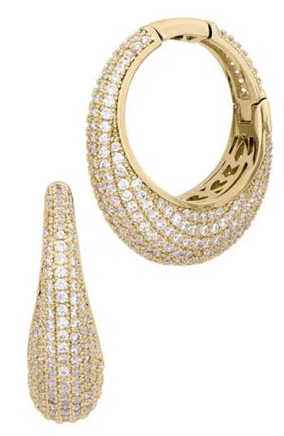 Savvy Cie Jewels Pavé Cubic Zirconia Graduated Hoop Earrings