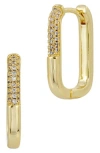Savvy Cie Jewels Pavé Cubic Zirconia Link Hoop Earrings In Gold