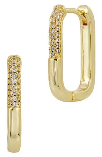 Savvy Cie Jewels Pavé Cubic Zirconia Link Hoop Earrings In Gold
