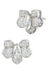 Savvy Cie Jewels Pavé Cubic Zirconia Orchid Stud Earrings In Silver