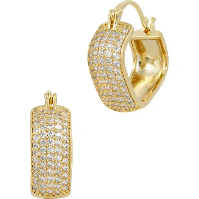 Savvy Cie Jewels Pavé Cubic Zirconia Square Hoop Earrings In Gold
