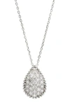 Savvy Cie Jewels Pavé Cubic Zirconia Teardrop Pendant Necklace In Metallic