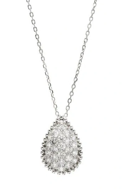 Savvy Cie Jewels Pavé Cubic Zirconia Teardrop Pendant Necklace In Metallic