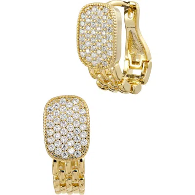 Savvy Cie Jewels Pavé Panther Link Hoop Earrings In Gold