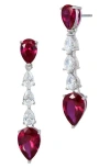 Savvy Cie Jewels Pear Cut Cubic Zirconia Linear Drop Earrings In Silver