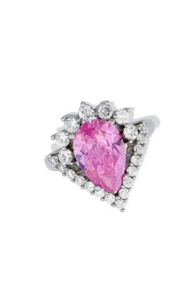 Savvy Cie Jewels Pink Cubic Zirconia Crown Halo Ring