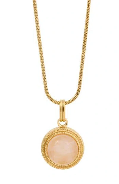 Savvy Cie Jewels Pink Quartz Pendant Necklace In Gold