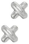 Savvy Cie Jewels Puffy X Stud Earrings In Metallic