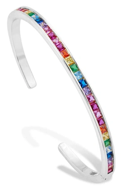 Savvy Cie Jewels Rainbow Cz Bangle Bracelet In Multi