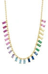 Savvy Cie Jewels Rainbow Cz Choker Necklace In Gold