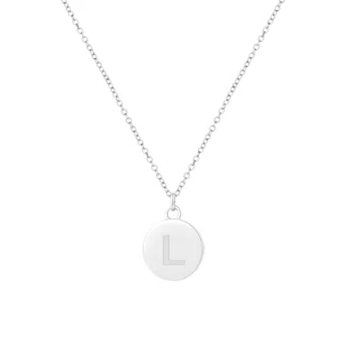 Savvy Cie Jewels Rhod. Over Sterling Silver Round Initial Pendant W/ Chain