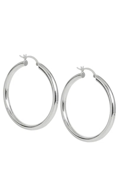 Savvy Cie Jewels Rhod. Plated Chubby Large Hoop Earrings In White