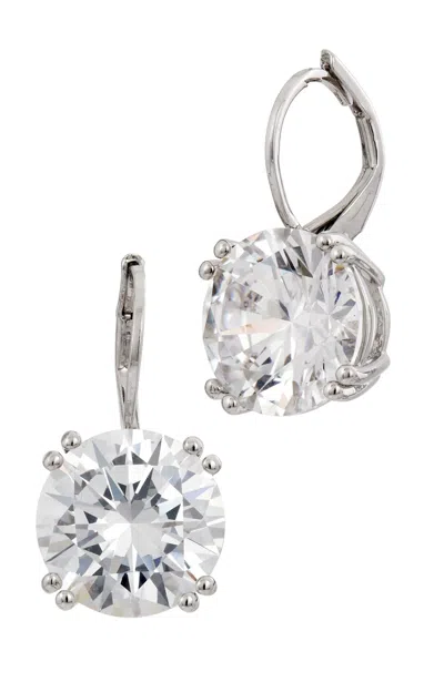 Savvy Cie Jewels Rhodium Plated 12twc White Cz Drop Earrings