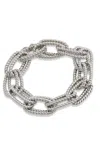 Savvy Cie Jewels Rhodium Plated Double Link Bracelet In White