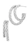 Savvy Cie Jewels Double Rope 'c' Hoop Earrings In Metallic