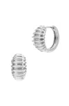 Savvy Cie Jewels Rhodium Plated Huggie Earring In White