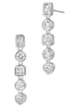 Savvy Cie Jewels Rhodium Plated Multi Shape Drop White Cz Earrings In White