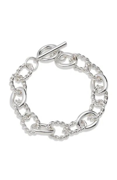 Savvy Cie Jewels Rhodium Plated Open Link Chunky Bracelet In Metallic