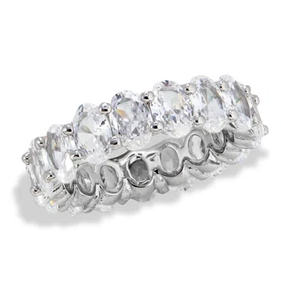 Savvy Cie Jewels Rhodium Plated Oval Eternity Band In White