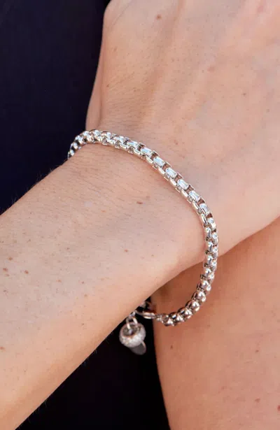 Savvy Cie Jewels Rhodium Plated Pounde Franco With Pave Rhondelle Necklace In Silver