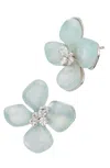 Savvy Cie Jewels Cubic Zirconia Resin Flower Stud Earrings In Green