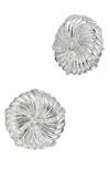 Savvy Cie Jewels Rhodium Plated Star Dollar Flute Earrings In Metallic