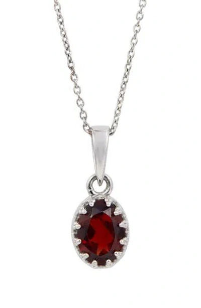 Savvy Cie Jewels Rhodium Plated Sterling Silver Semiprecious Stone Pendant Necklace In Metallic