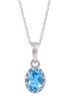 Savvy Cie Jewels Rhodium Plated Sterling Silver Semiprecious Stone Pendant Necklace In Blue