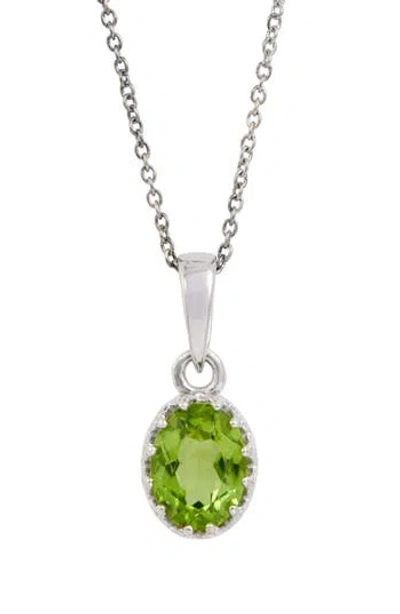 Savvy Cie Jewels Rhodium Plated Sterling Silver Semiprecious Stone Pendant Necklace