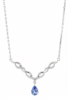Savvy Cie Jewels Rhodium Plated Sterling Silver Tanzanite & Zircon Pendant Necklace In Silver