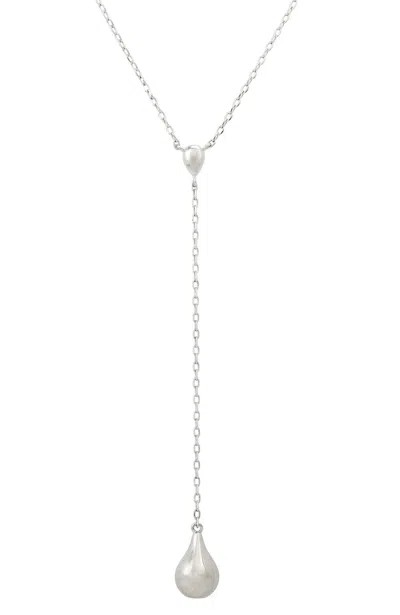 Savvy Cie Jewels Rhodium Plated Teardrop Necklace In White