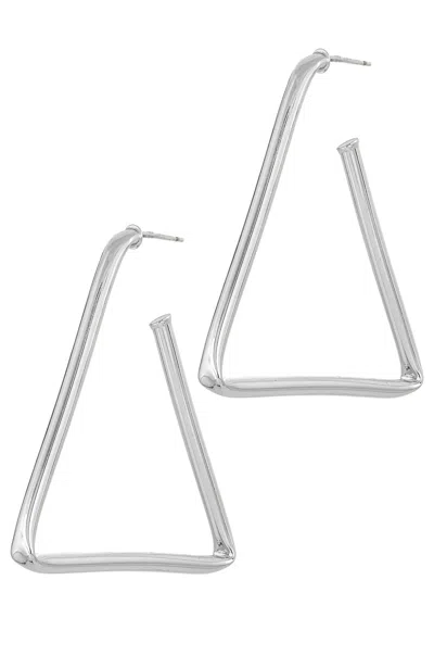 Savvy Cie Jewels Rhodium Plated Triangle Earrings In Silver