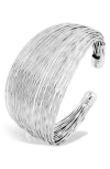 Savvy Cie Jewels Rhodium Plated Wide Cuff Bracelet In Metallic