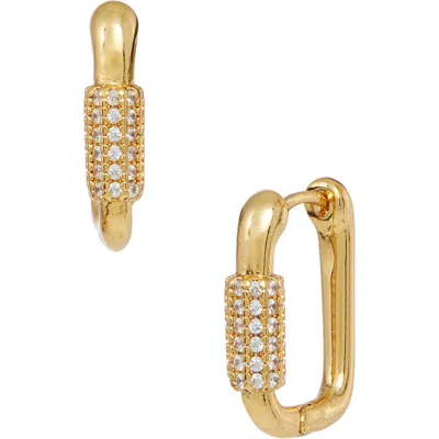 Savvy Cie Jewels Rondelle Cz Huggie Hoop Earrings In Gold