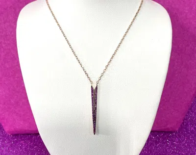 Savvy Cie Jewels Rose Gold Over Sterling Silver With Pink Cz Skinny "v" Necklace