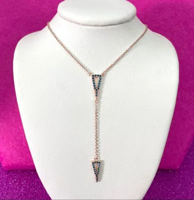 Savvy Cie Jewels Rose Gold Plated Over Sterling Silver Black Cz Drop Necklace
