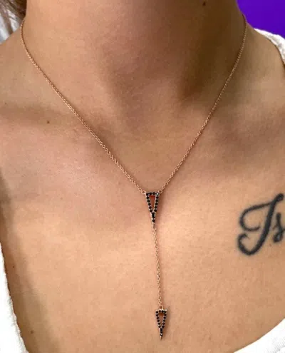 Savvy Cie Jewels Rose Gold Plated Over Sterling Silver Black Cz Drop Necklace