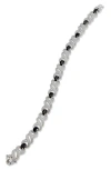 Savvy Cie Jewels Genuine Gemstone And Diamond Bracelet In Silver/black