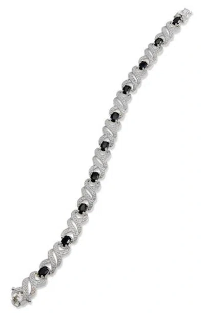 Savvy Cie Jewels Sapphire & Cubic Zirconia Bracelet In Silver/black