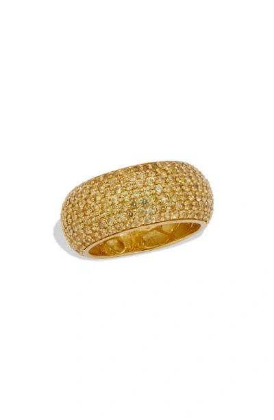 Savvy Cie Jewels Sapphire Pavé Wide Band Ring In Yellow