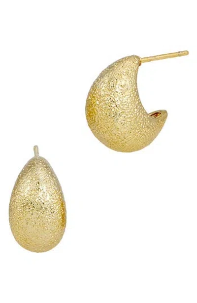 Savvy Cie Jewels Satin Finish Bubble Teardrop Earrings In Gold