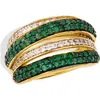 Savvy Cie Jewels Semiprecious Stone & White Sapphire Crossover Ring In Green