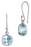 Savvy Cie Jewels Semiprecious Stone Cushion Drop Earrings In Silver/topaz