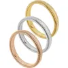 Savvy Cie Jewels Set Of 3 Tri-tone Flexible Bangle Bracelets In Gold