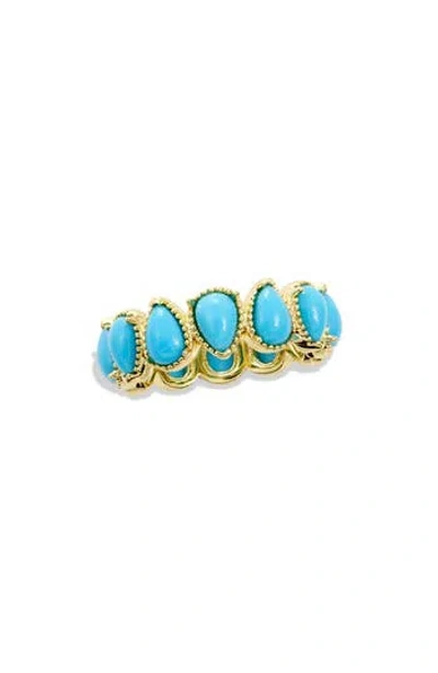 Savvy Cie Jewels Simulated Turquoise Eternity Ring In Gold