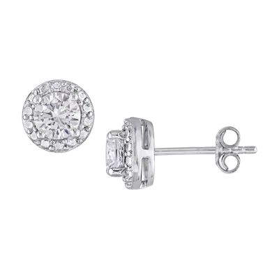 Savvy Cie Jewels Ss 925 0.10ctw Diamond And White Sapphire Earrings