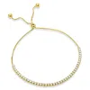 Savvy Cie Jewels Ss 925 Roseplated White Cz Pull Bracelet In Gold