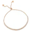 Savvy Cie Jewels Ss 925 Roseplated White Cz Pull Bracelet In Pink