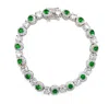 Savvy Cie Jewels Ss White Cz & Emerald Cir. Brac. In Green